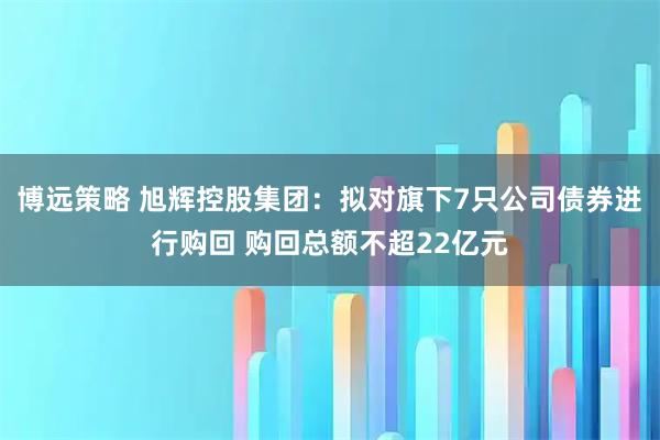 博远策略 旭辉控股集团：拟对旗下7只公司债券进行购回 购回总额不超22亿元